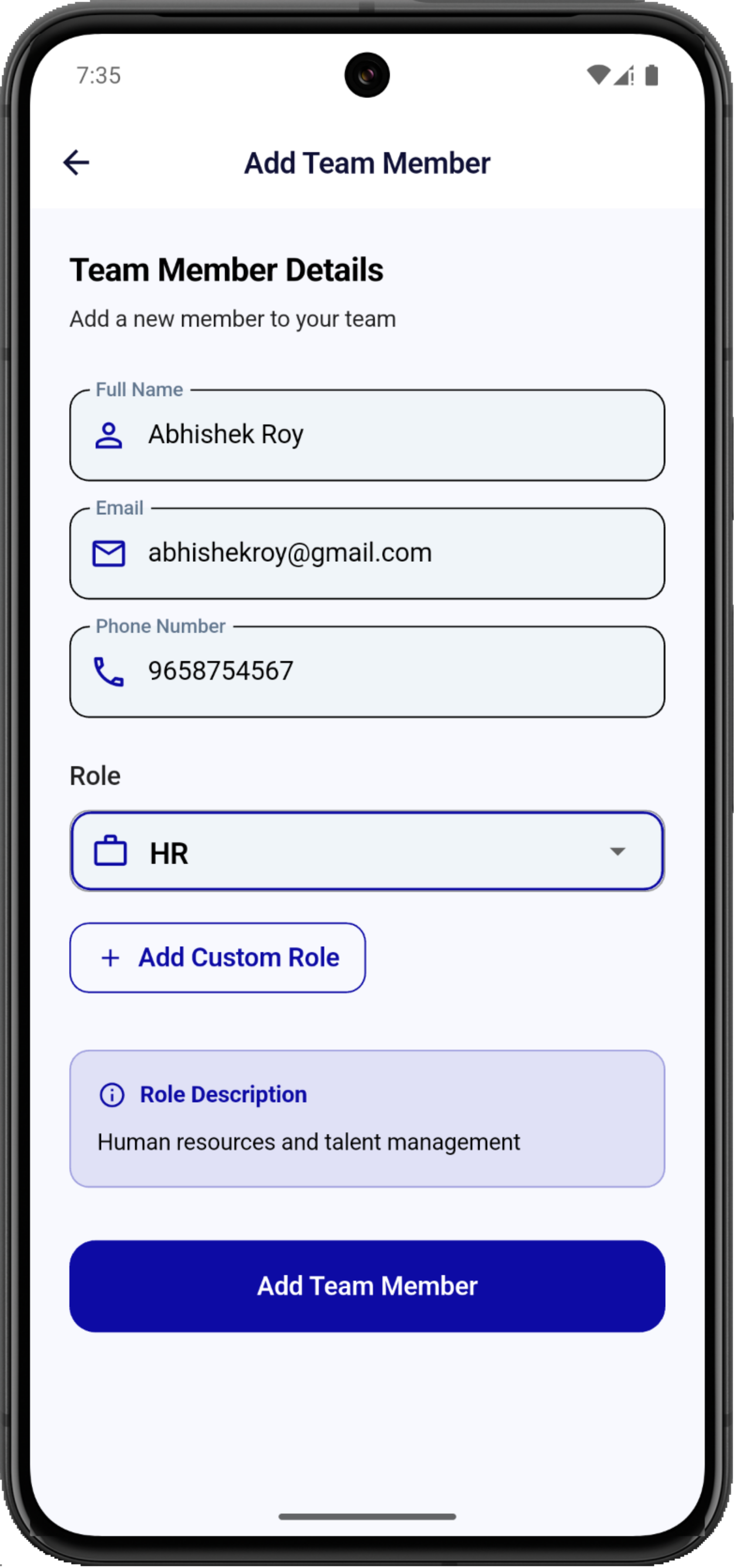 Team organization by roles